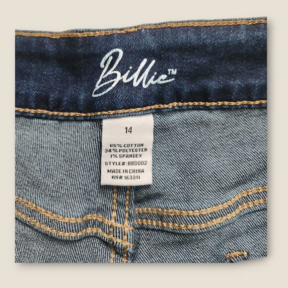 Billie Women's Jeans Dark Wash Raw Hem Straight Leg High-rise Size 14 - Picture 8 of 8